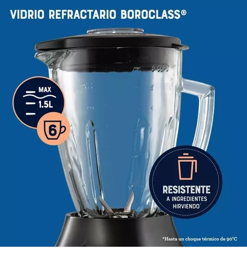 Licuadora Oster® Con Vaso De Vidrio Y 6 Velocidades Más Puls Color Negro 110v